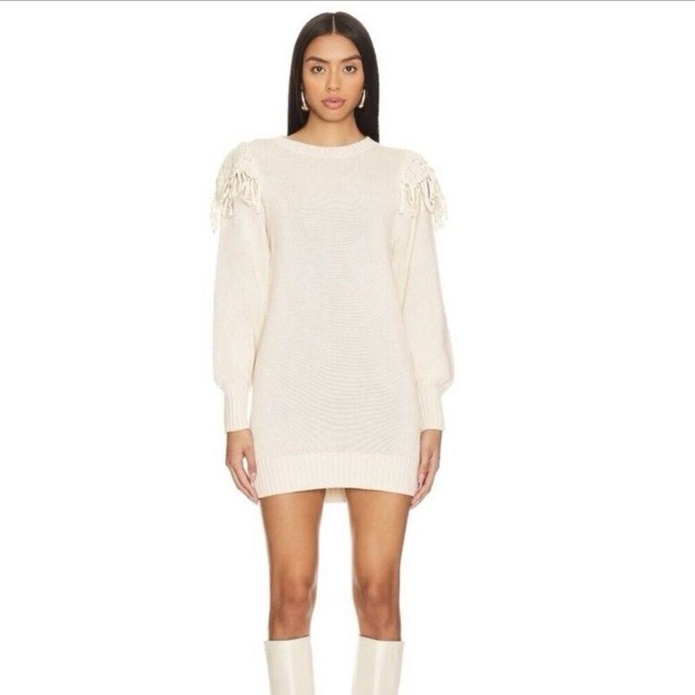 NEW Cleobella Danielle Sweater Mini Fringe Sweater Dress Organic Cotton Small